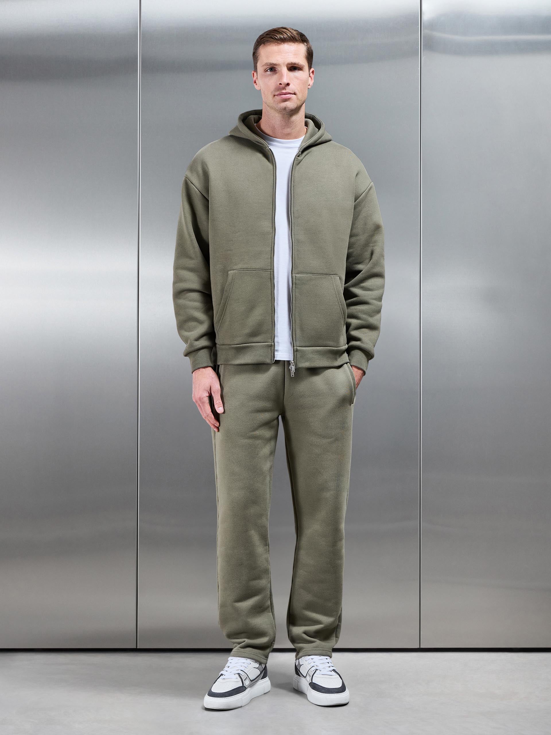 Relaxed Fit Straight Leg Jogger in Olive