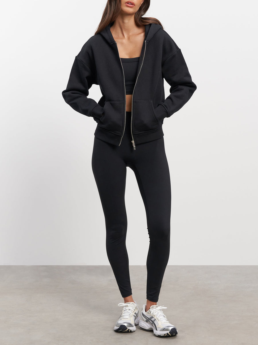 Womens Relaxed Zip Hoodie in Black