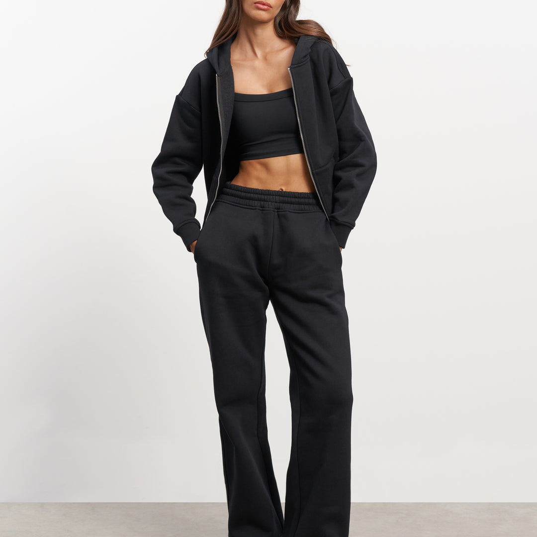 Womens Relaxed Straight Leg Jogger in Black