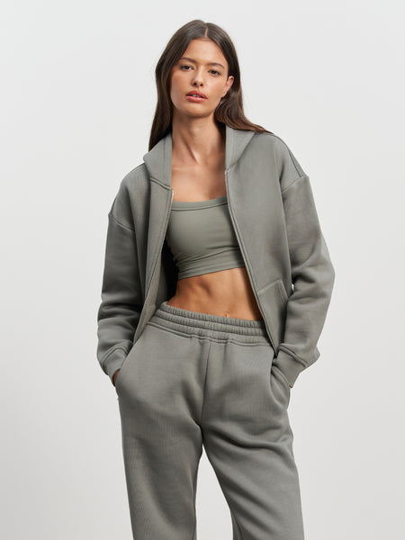 Womens Relaxed Zip Hoodie in Sage