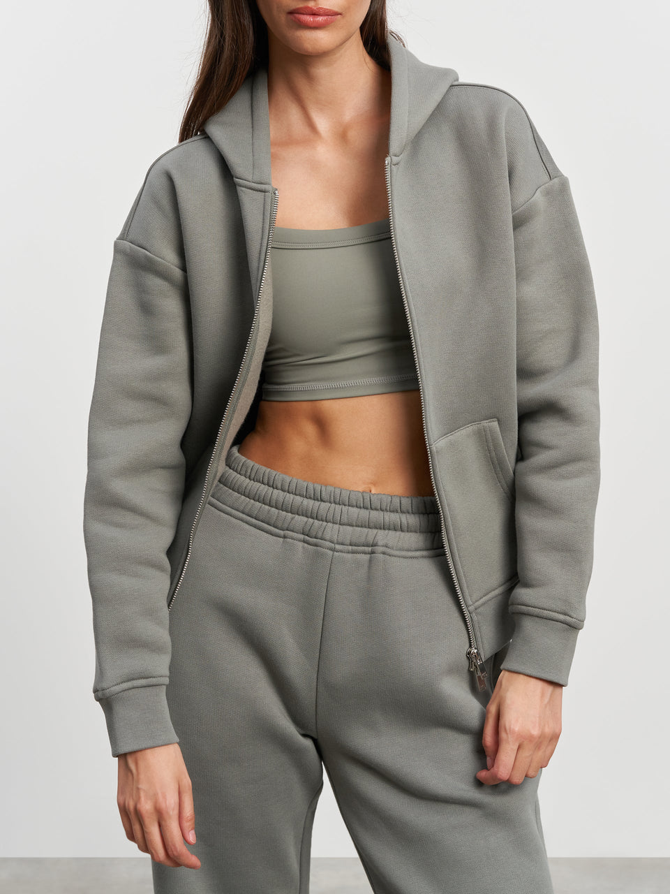 Womens Relaxed Zip Hoodie in Sage