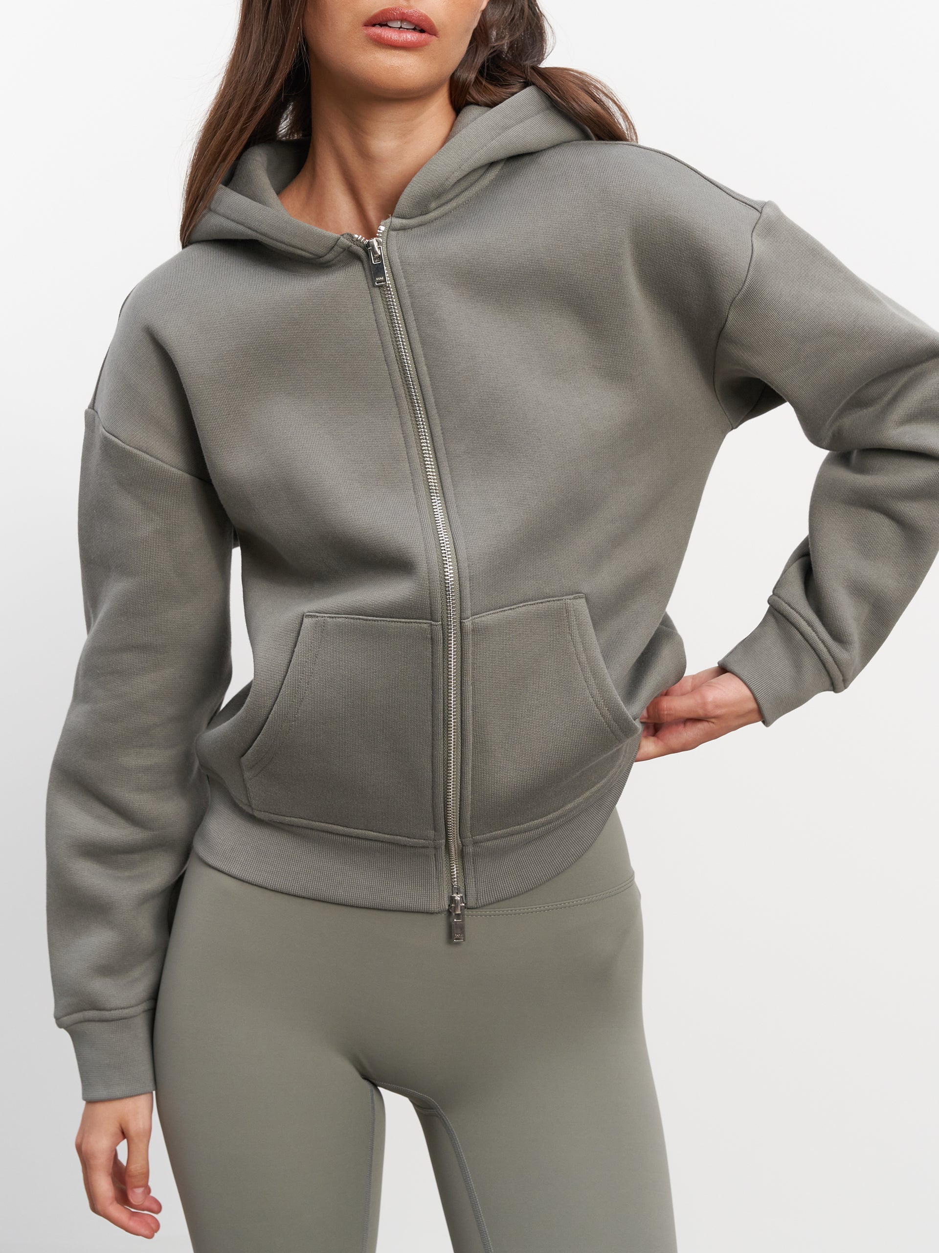 Womens Relaxed Zip Hoodie in Sage