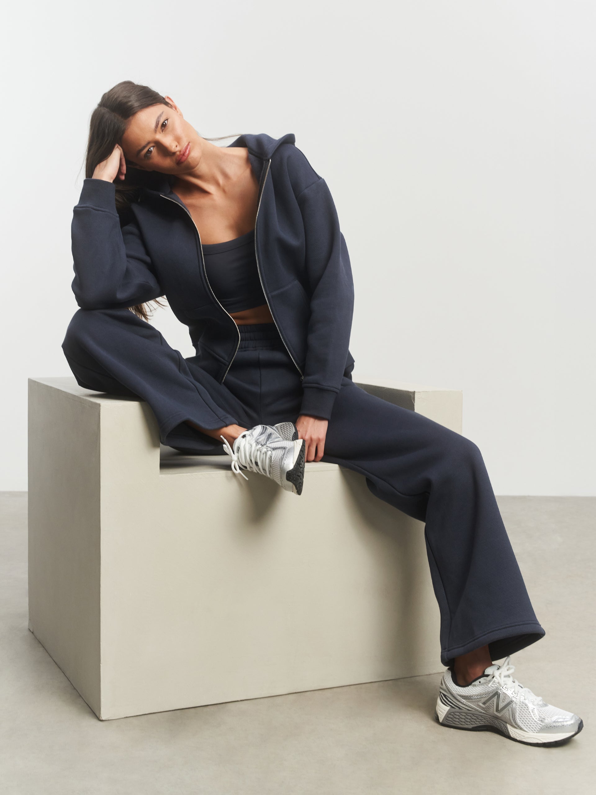 Womens Relaxed Zip Hoodie in Slate Blue