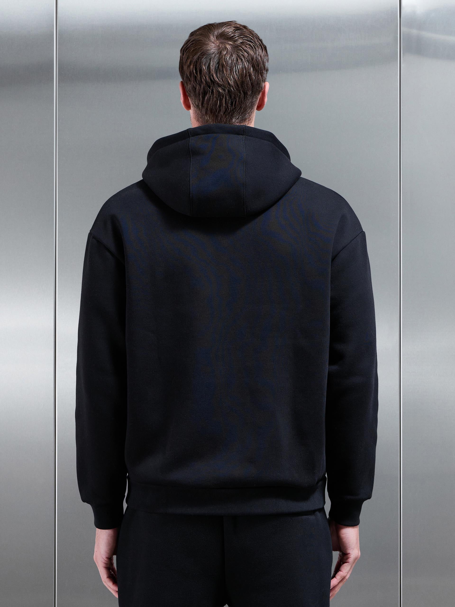 Relaxed Zip Through Hoodie in Black