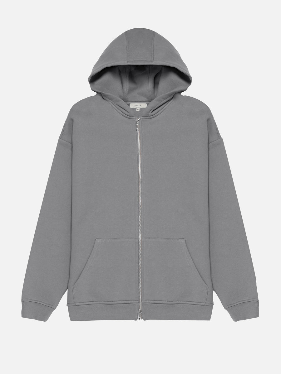 Relaxed Zip Through Hoodie in Grey