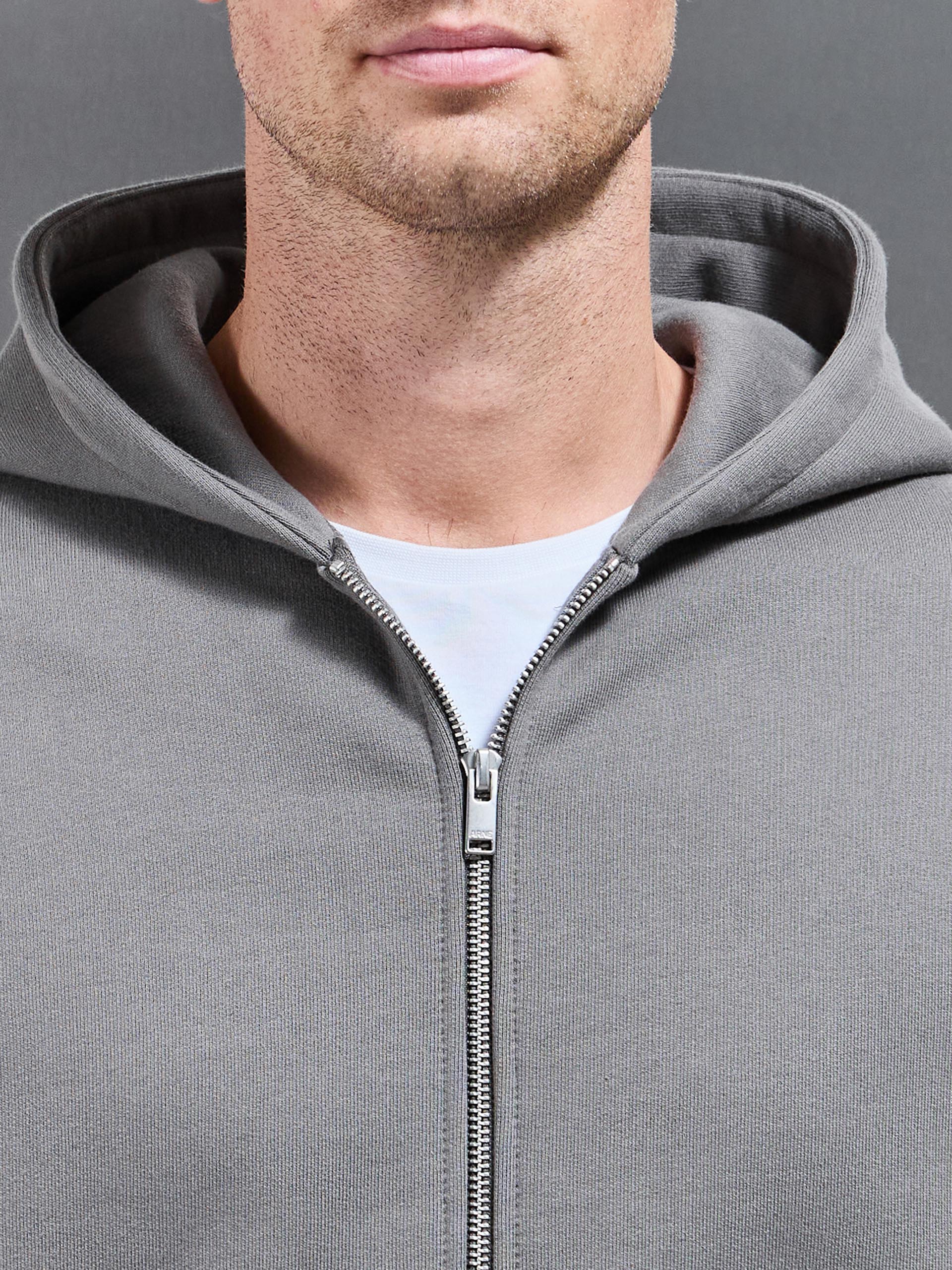 Relaxed Zip Through Hoodie in Grey