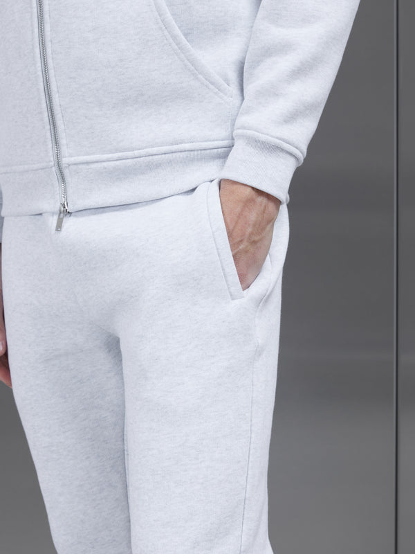 Grey Marl Low Rise Pocket Side Straight Leg Sweatpants