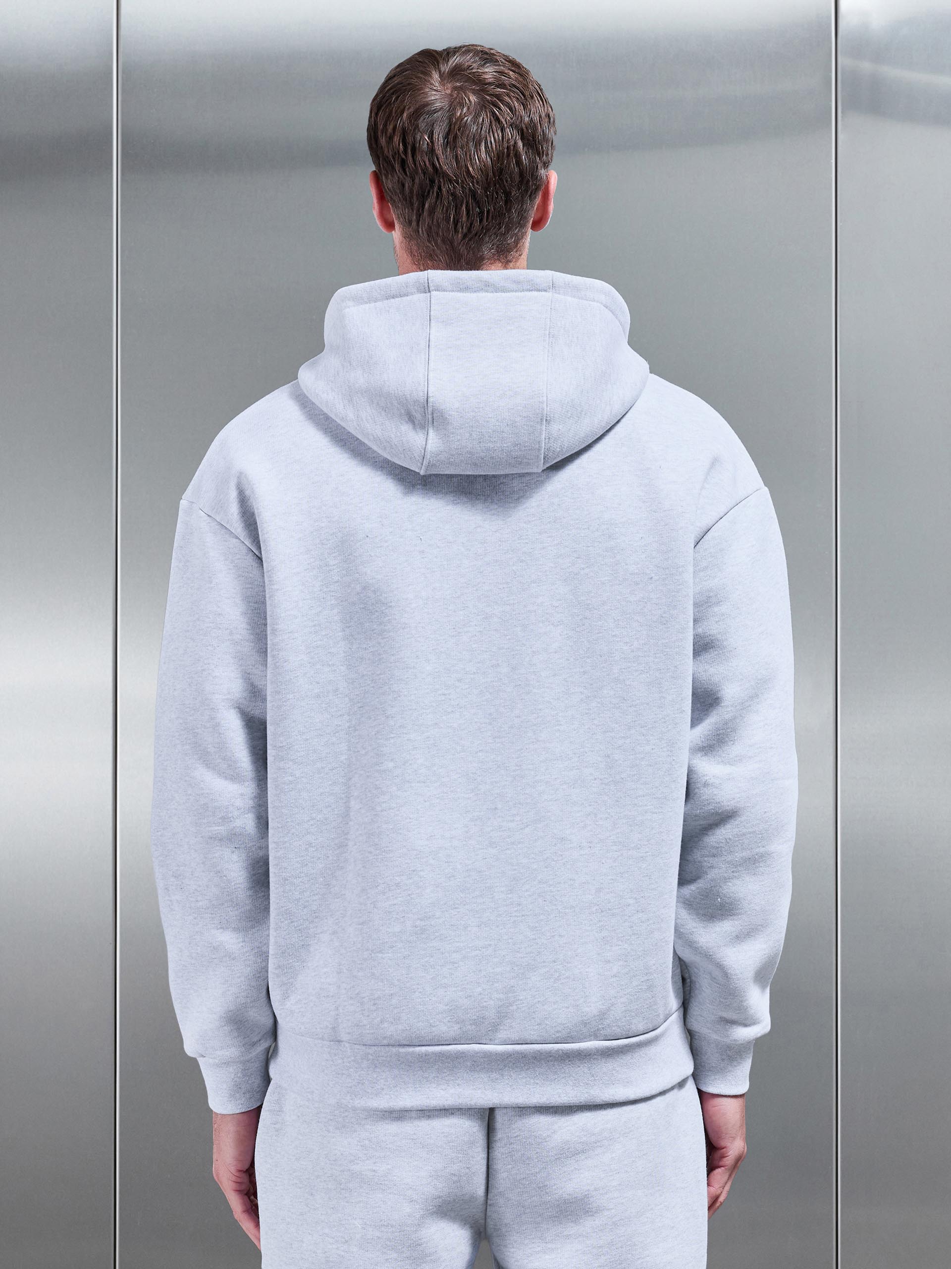 Relaxed Zip Through Hoodie in Marl Grey
