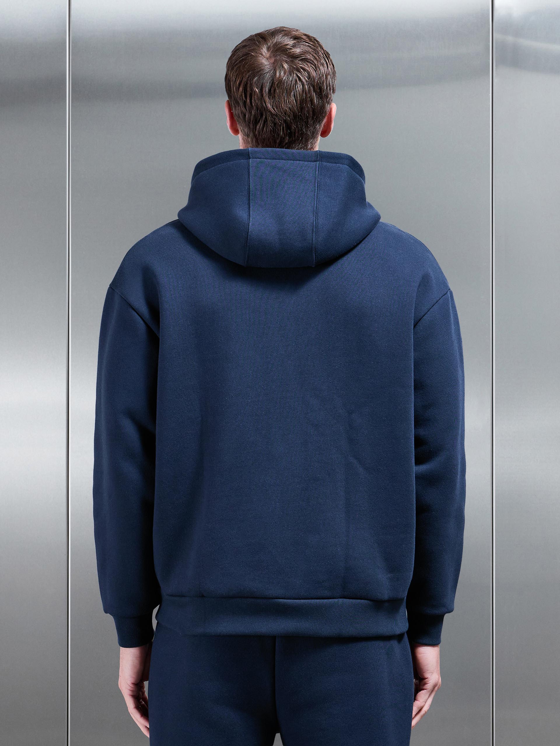Relaxed Zip Through Hoodie in Navy