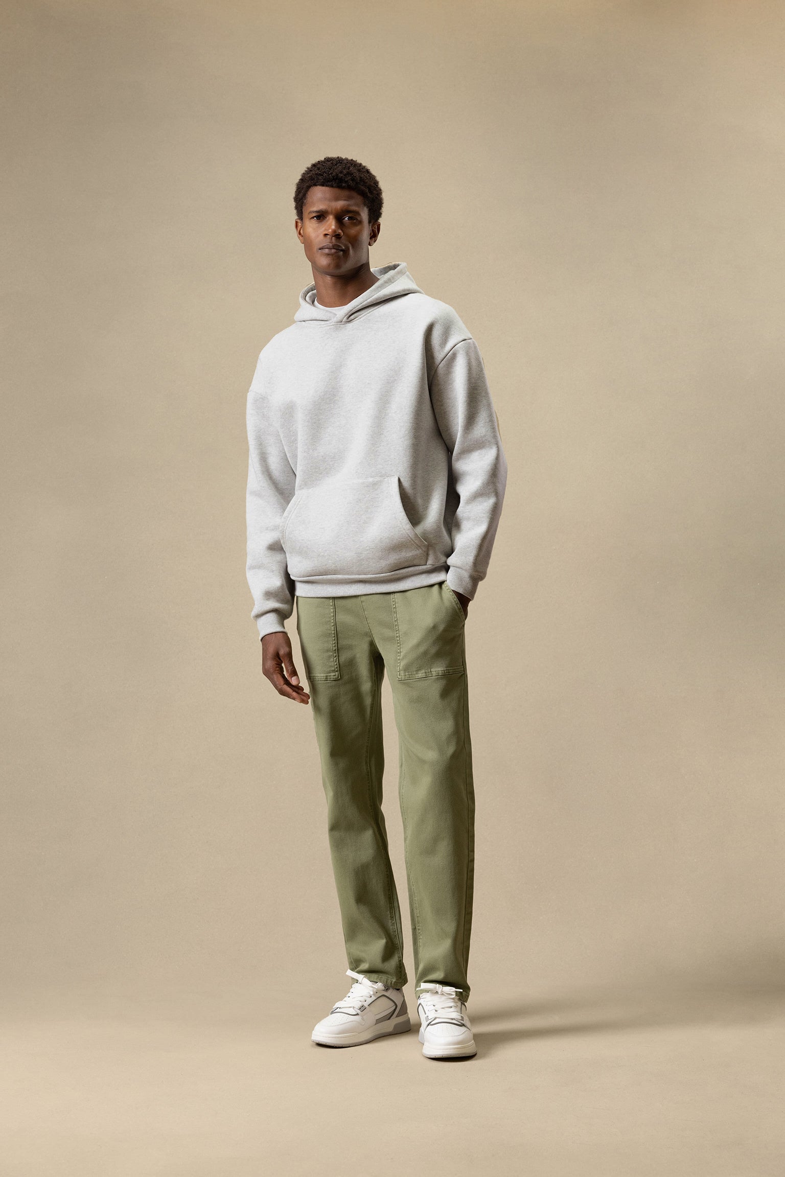 Relaxed Fit Hoodie in Marl Grey