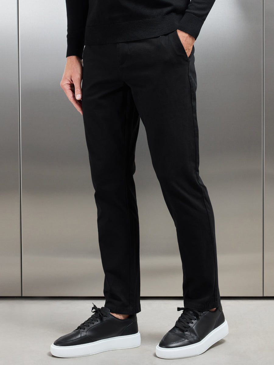 Relaxed Fit Chino Trouser in Black