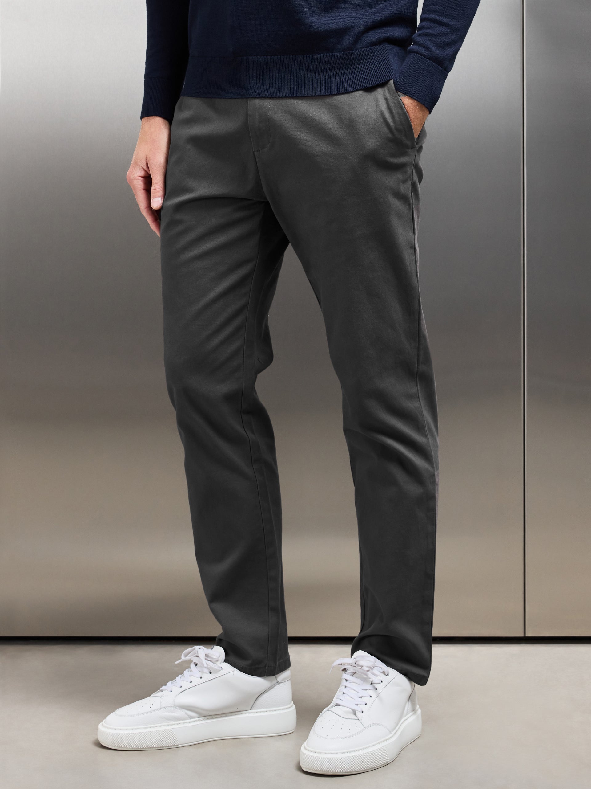 Relaxed Fit Chino Trouser in Grey