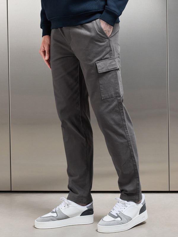 Relaxed Fit Cotton Cargo Pant in Grey