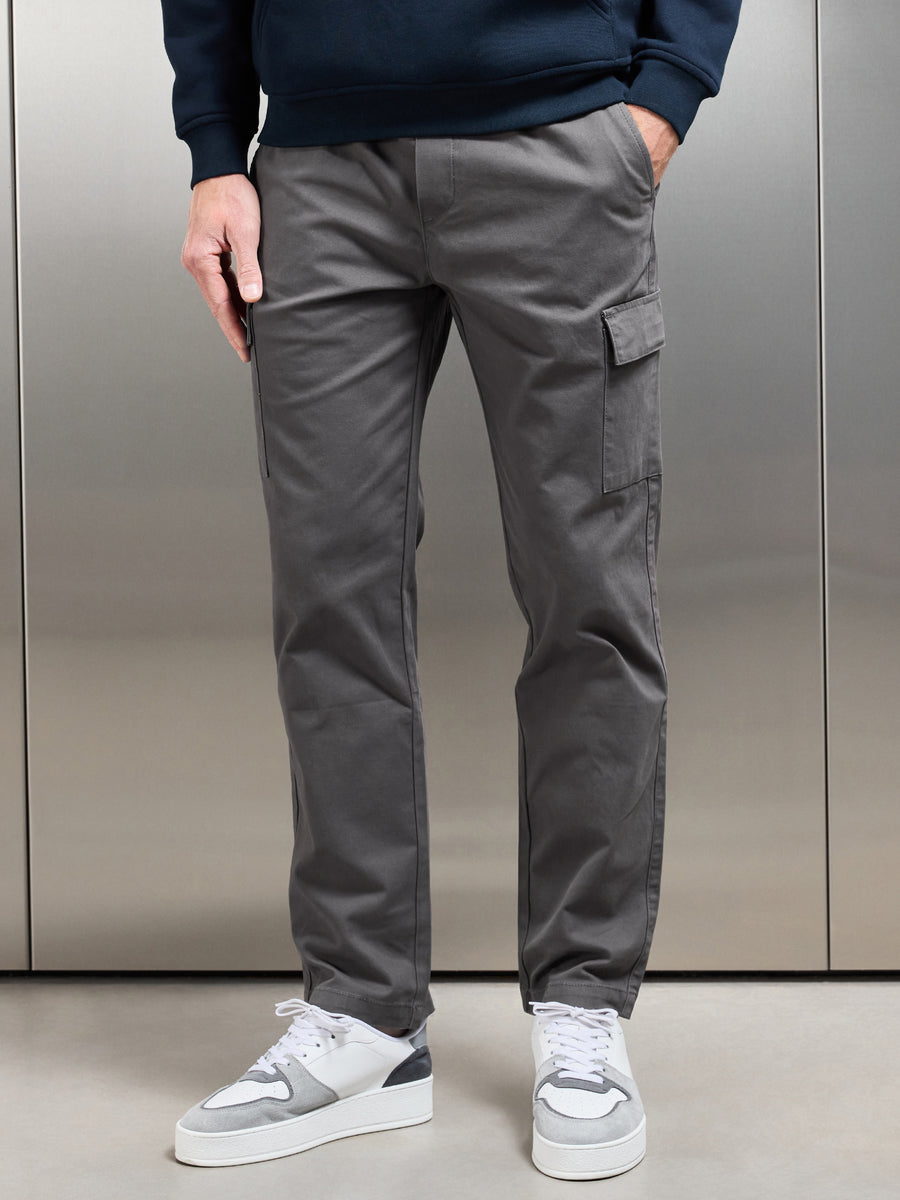 Relaxed Fit Cotton Cargo Pant in Grey