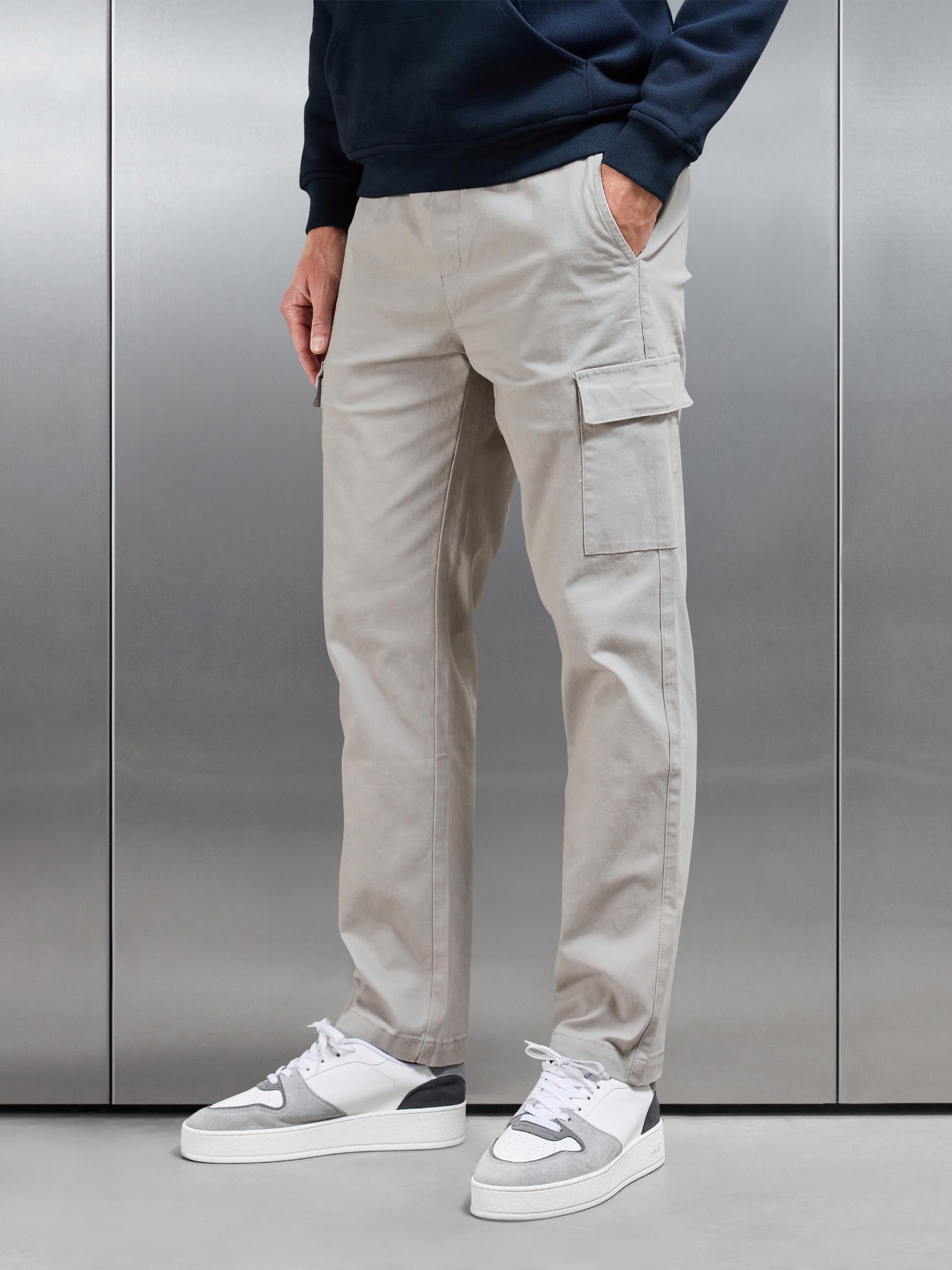 Relaxed Cotton Cargo Pant in Stone