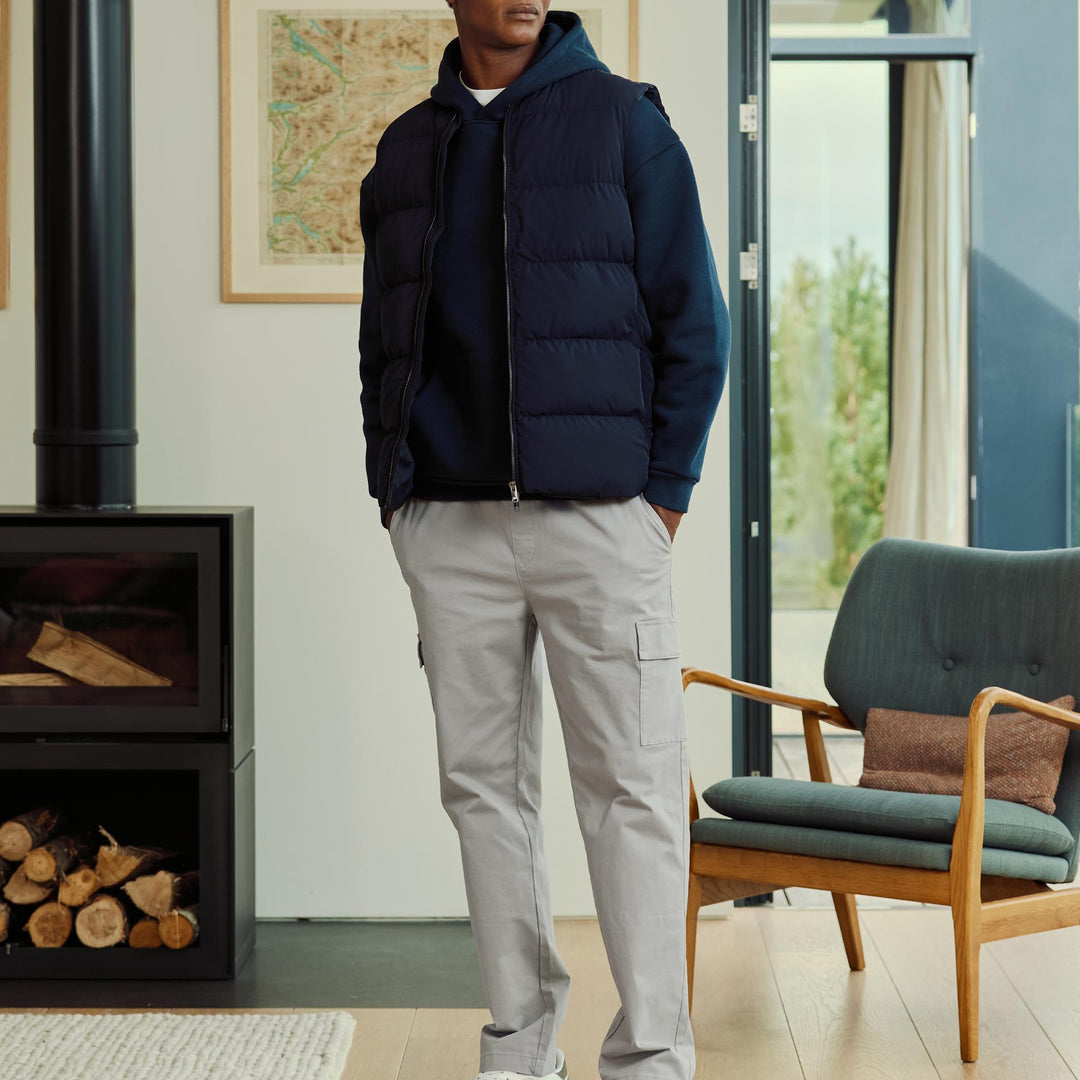 Quilted Bomber Gilet in Navy