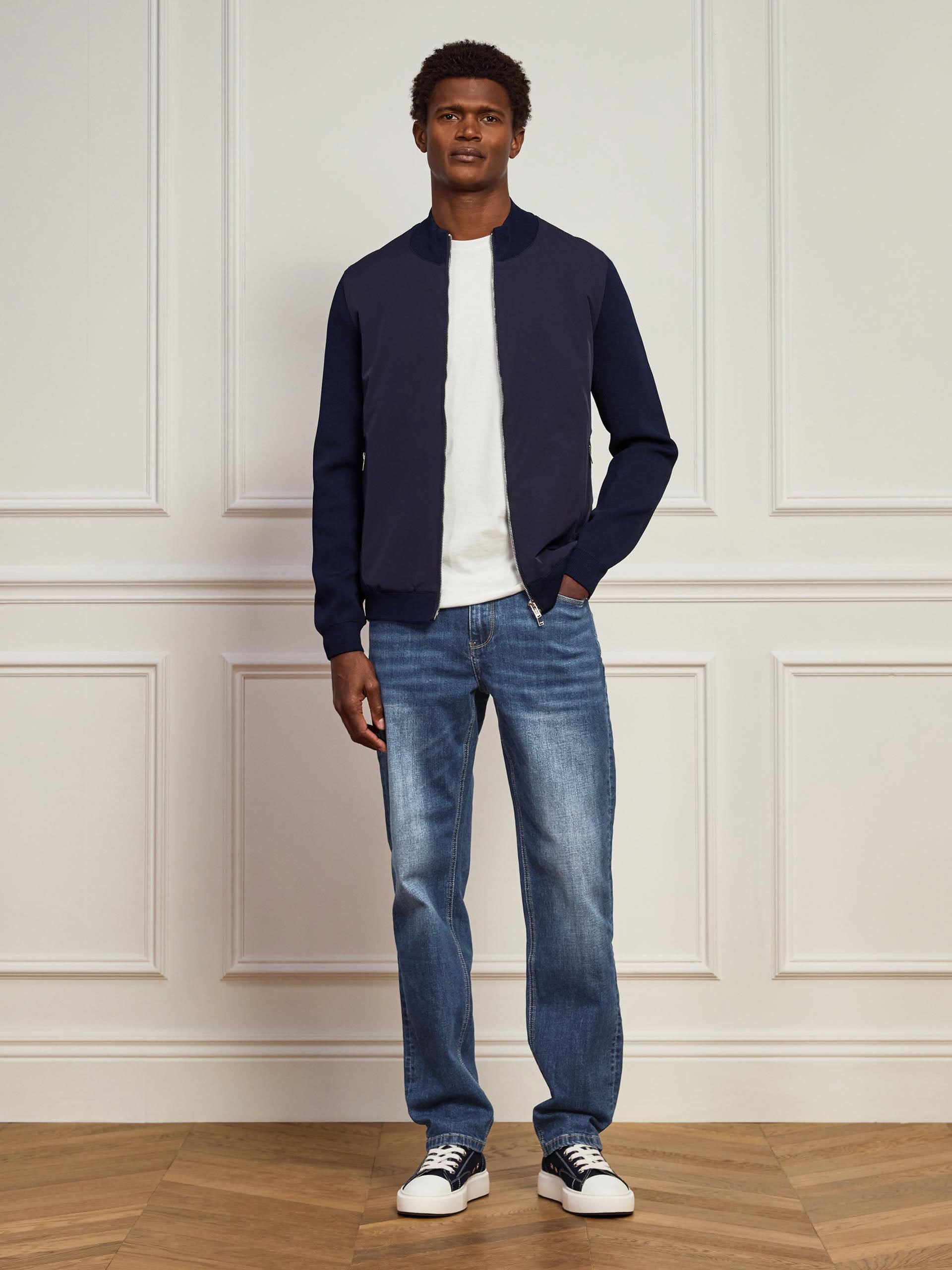 Straight Leg Denim Jeans in Mid Blue