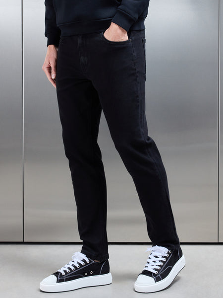 Relaxed Fit Denim Jeans in Solid Black