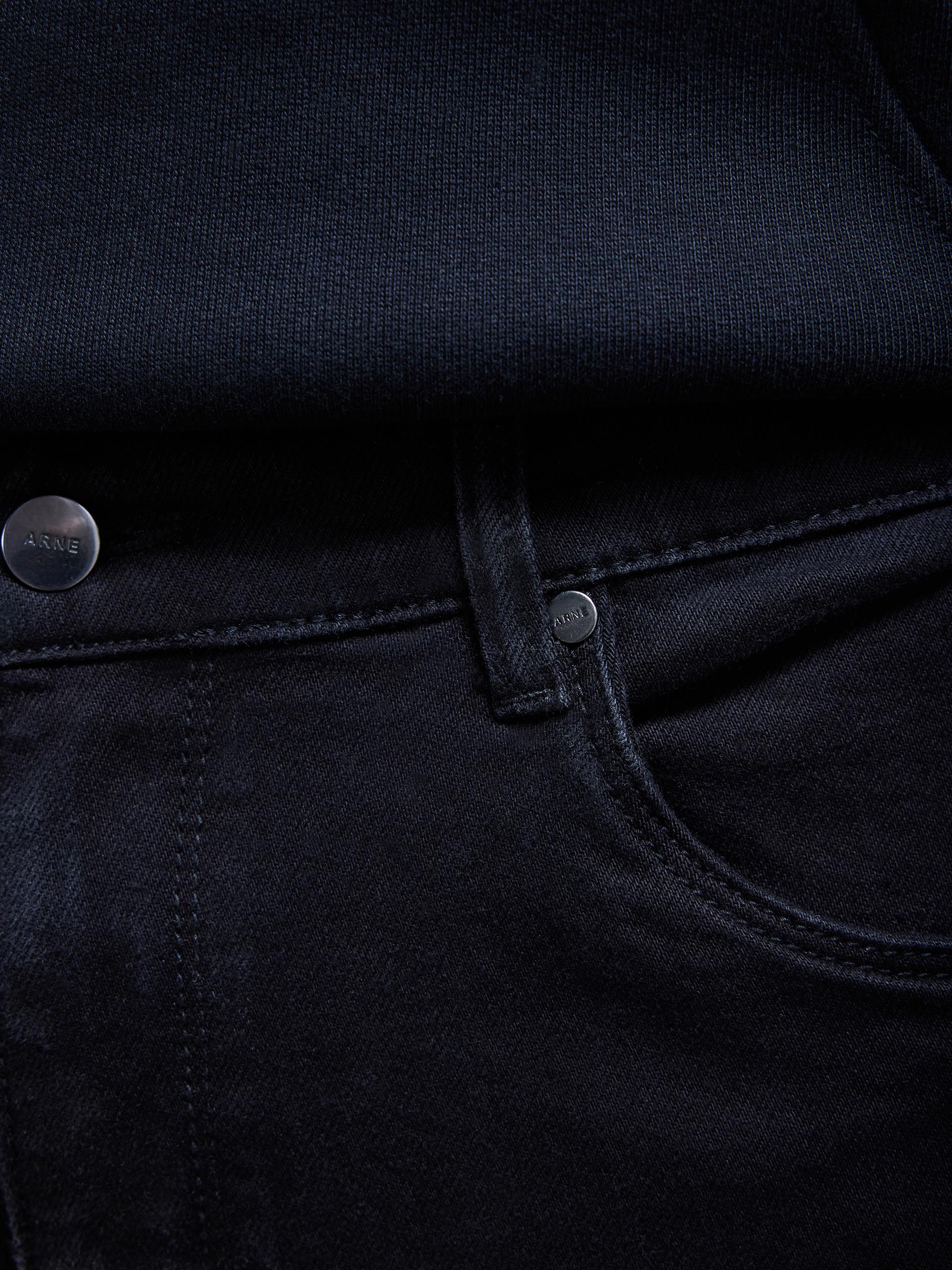 Straight Leg Denim Jeans in Solid Black