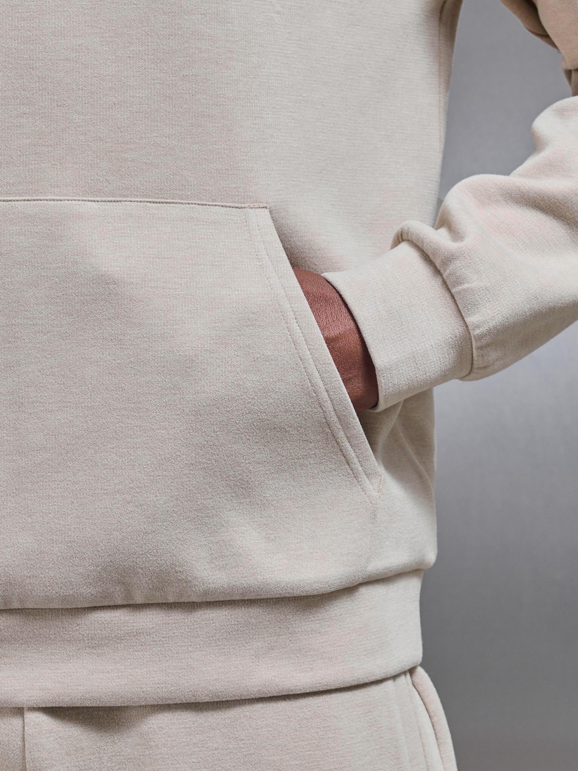 Relaxed Fit Knitted Hoodie in Beige