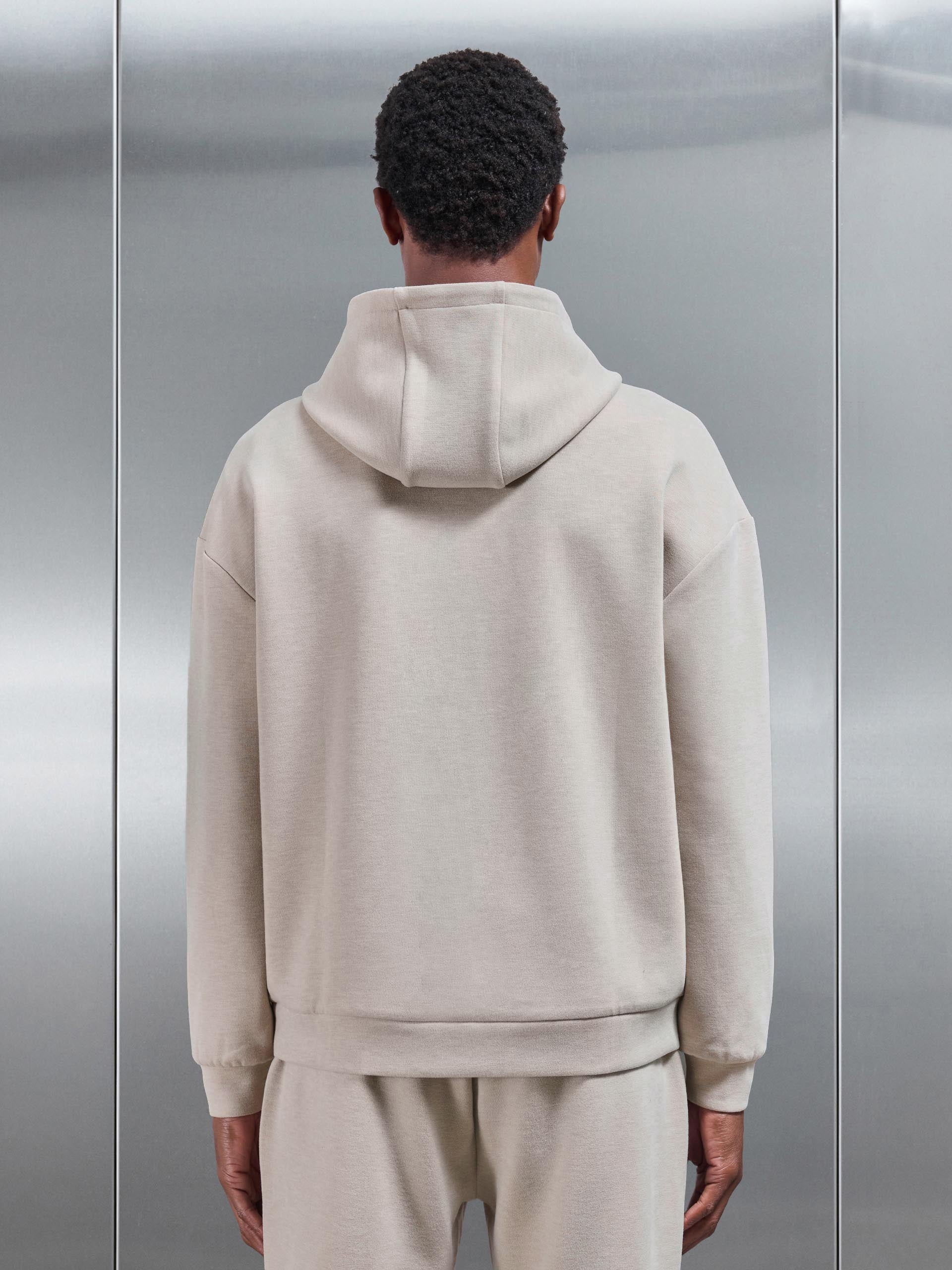 Relaxed Fit Knitted Hoodie in Beige