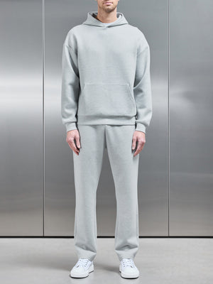 Relaxed Fit Knitted Hoodie in Marl Grey