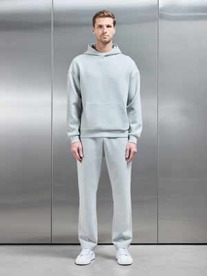 Relaxed Fit Knitted Hoodie in Marl Grey