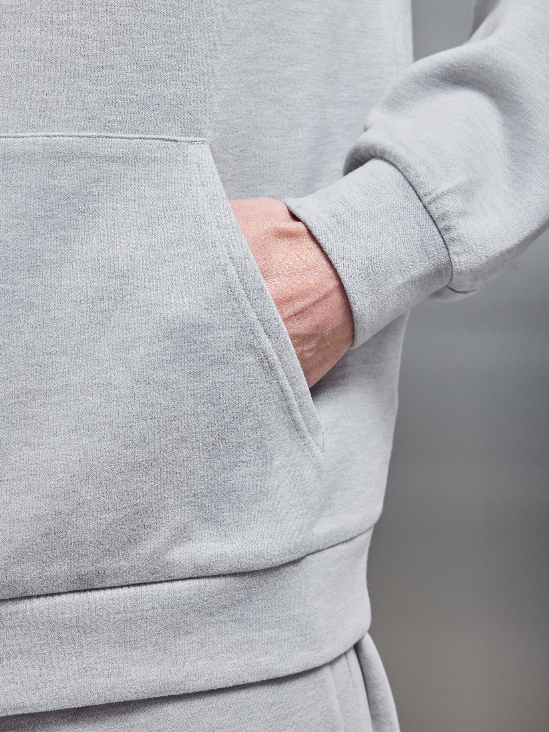 Relaxed Fit Knitted Hoodie in Marl Grey