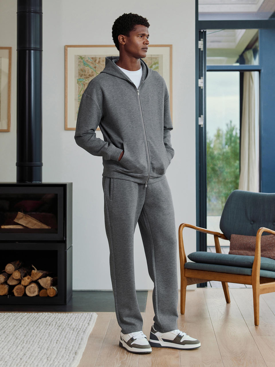 Relaxed Fit Knitted Jogger in Charcoal Marl