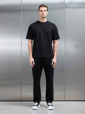 Relaxed Fit Knitted T-Shirt in Black
