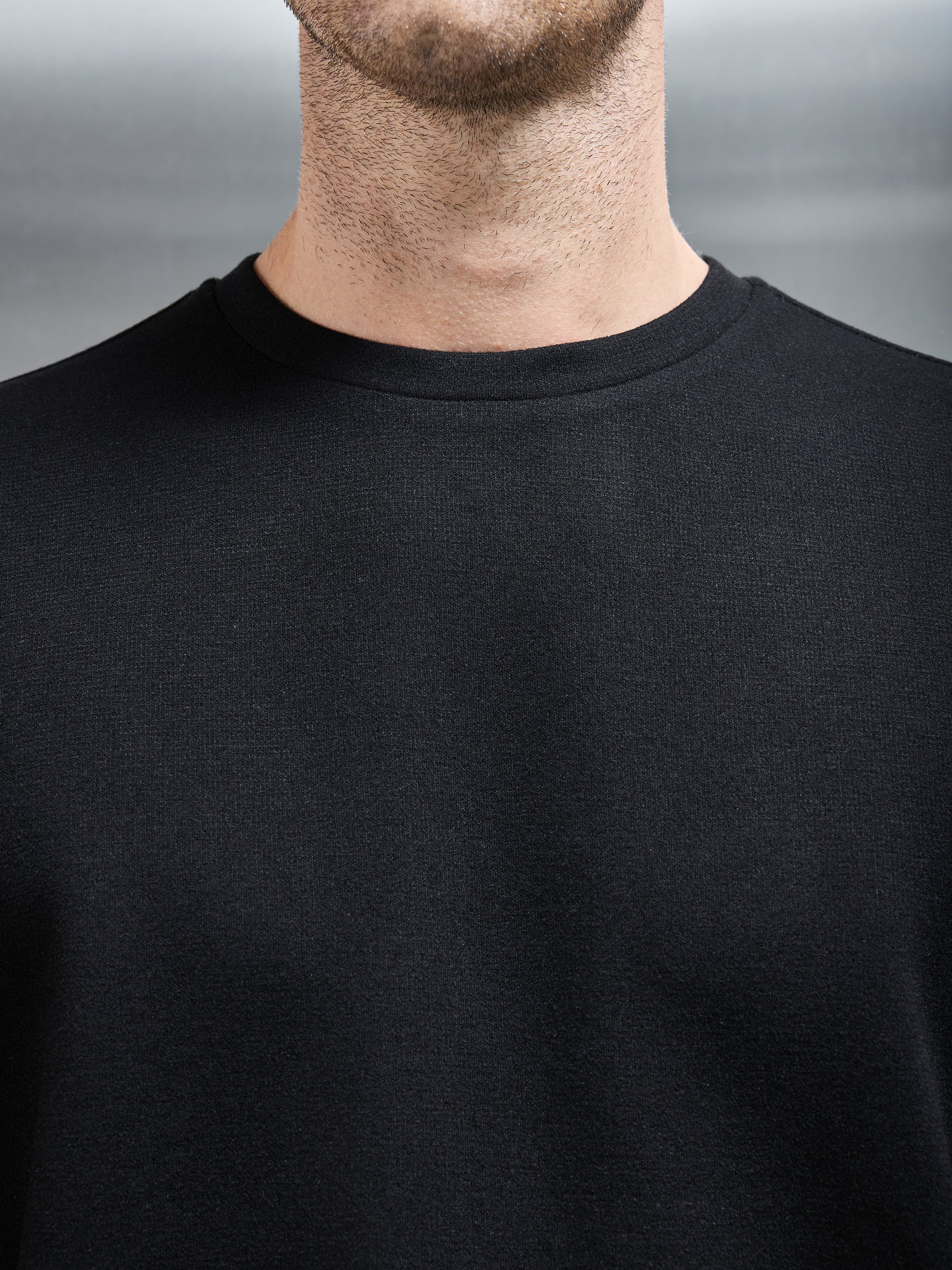 Relaxed Fit Knitted T-Shirt in Black