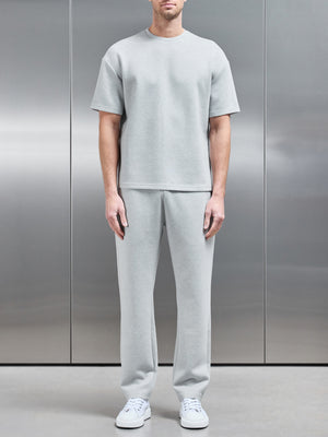 Relaxed Fit Knitted T-Shirt in Marl Grey