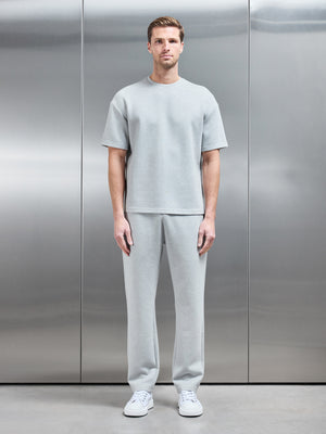 Relaxed Fit Knitted T-Shirt in Marl Grey