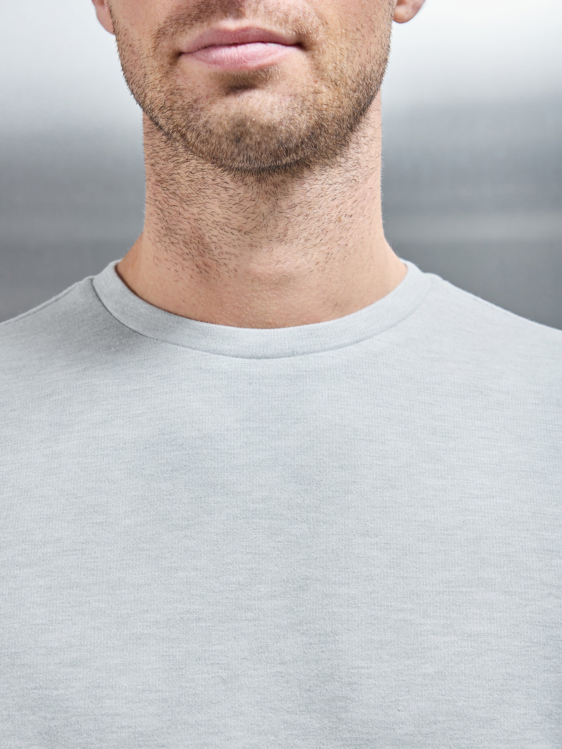 Relaxed Fit Knitted T-Shirt in Marl Grey