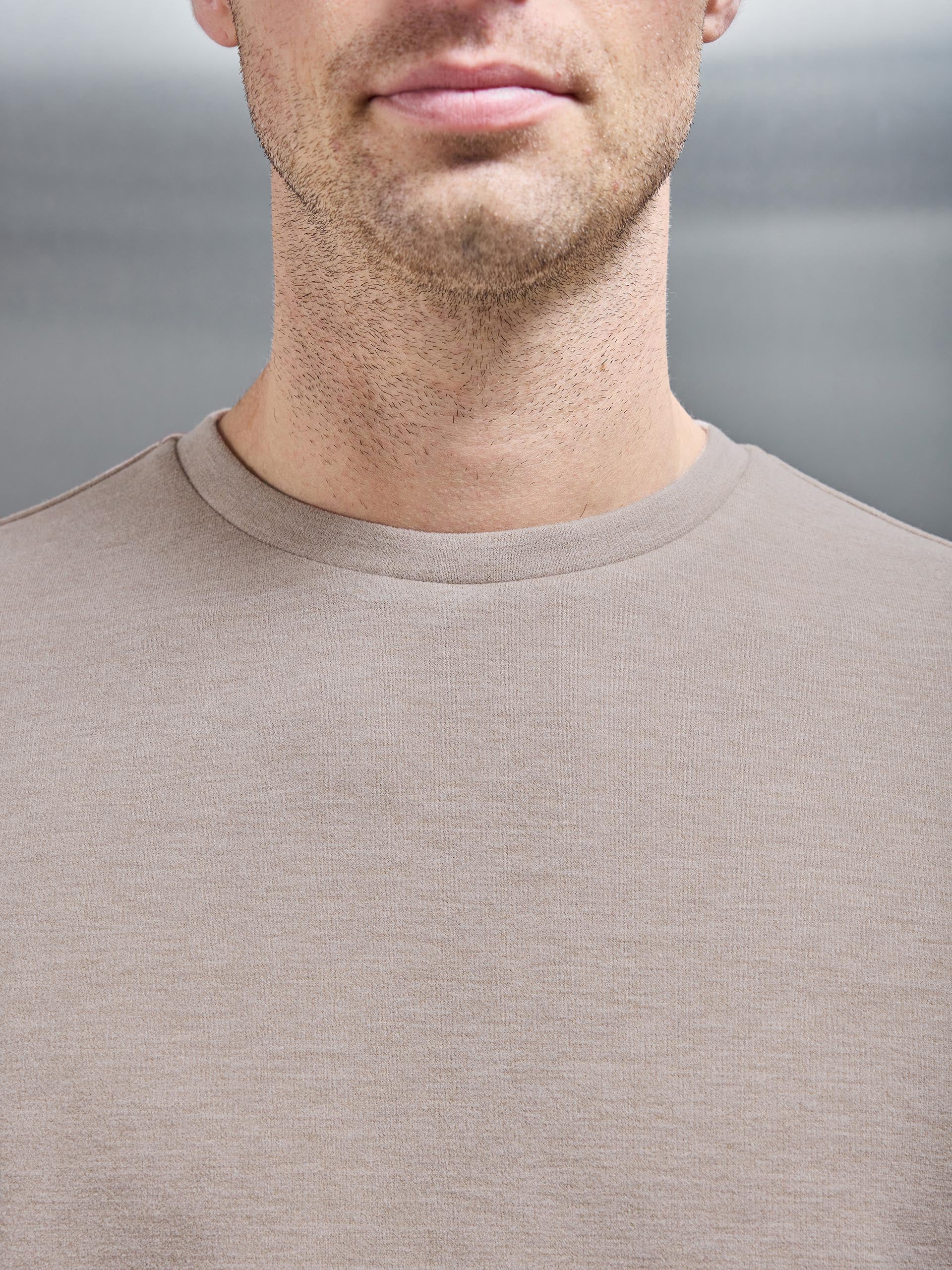 Relaxed Fit Knitted T-Shirt in Stone