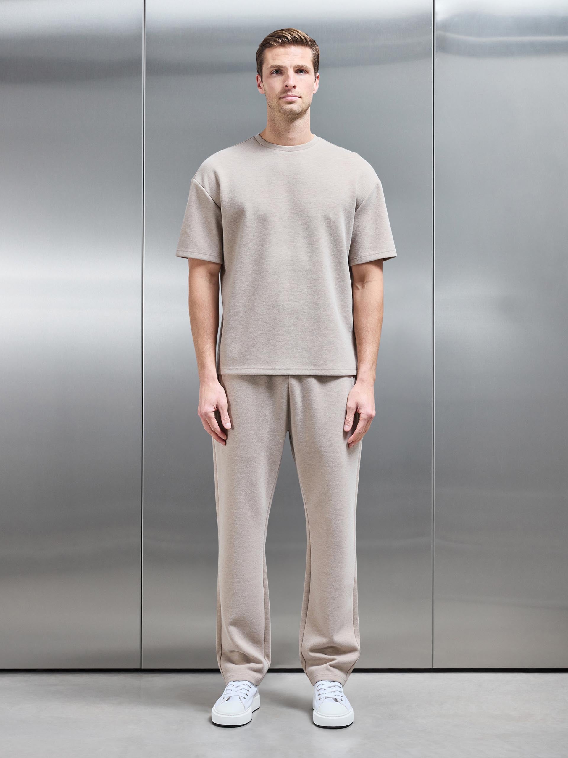 Relaxed Fit Knitted T-Shirt in Stone