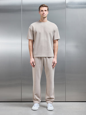 Relaxed Fit Knitted T-Shirt in Stone