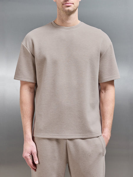 Relaxed Fit Knitted T-Shirt in Stone