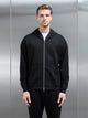 Relaxed Fit Knitted Zip Through Hoodie in Black