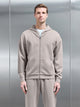 Relaxed Fit Knitted Zip Through Hoodie in Stone