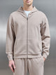Relaxed Fit Knitted Zip Through Hoodie in Stone