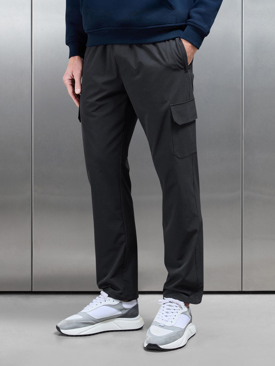 Relaxed Fit Nylon Cargo Pant in Grey