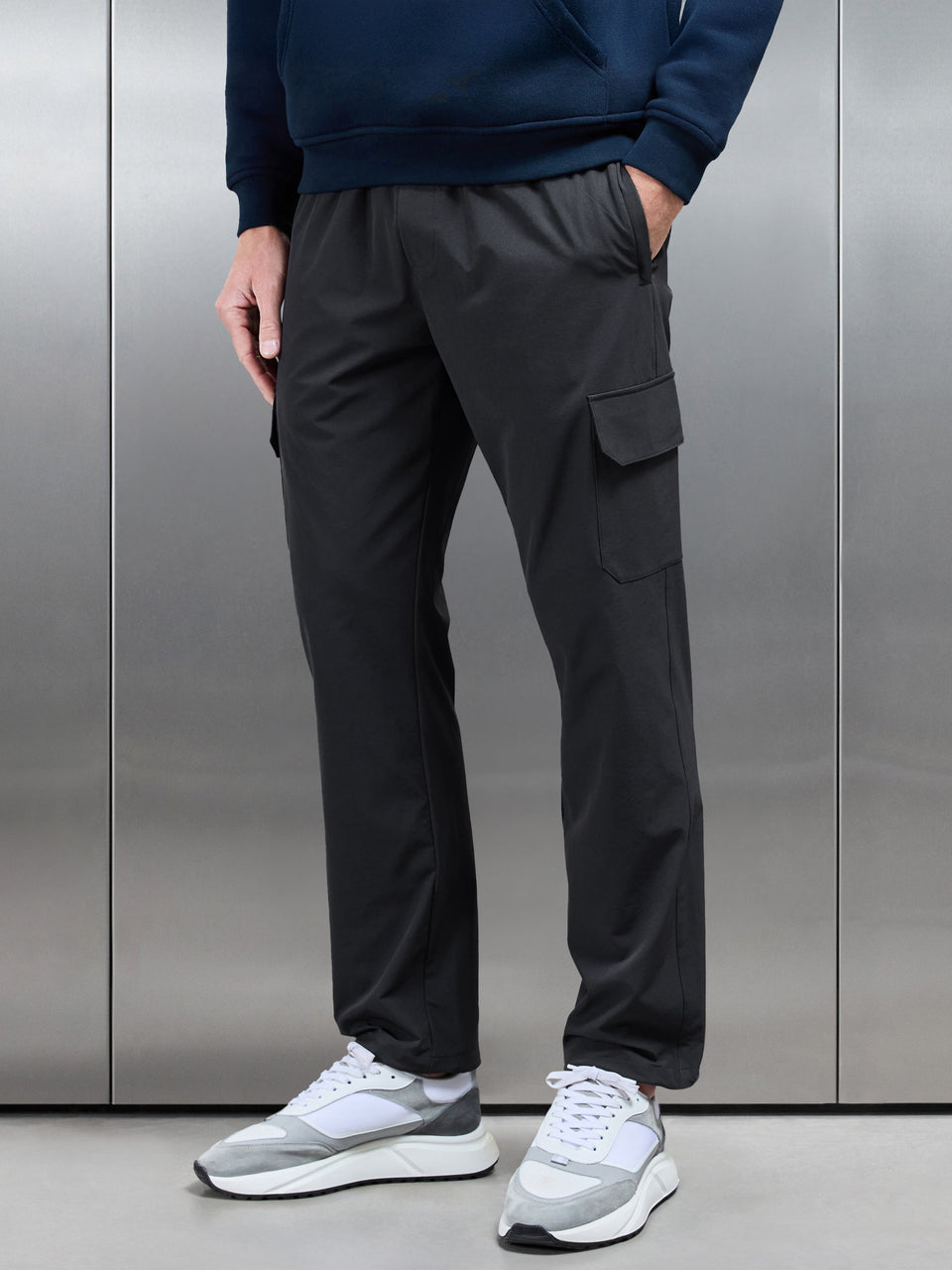 Relaxed Fit Nylon Cargo Pant in Grey