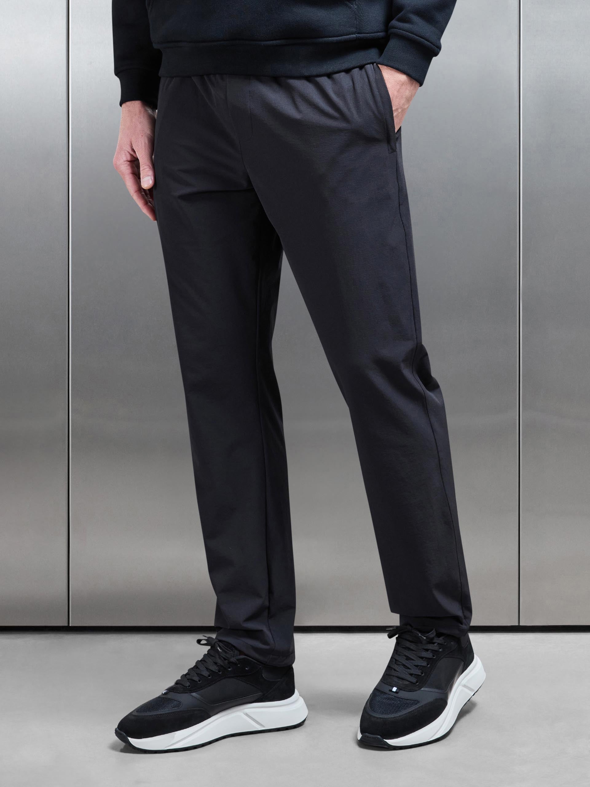 Relaxed Fit Nylon Trackpant in Black