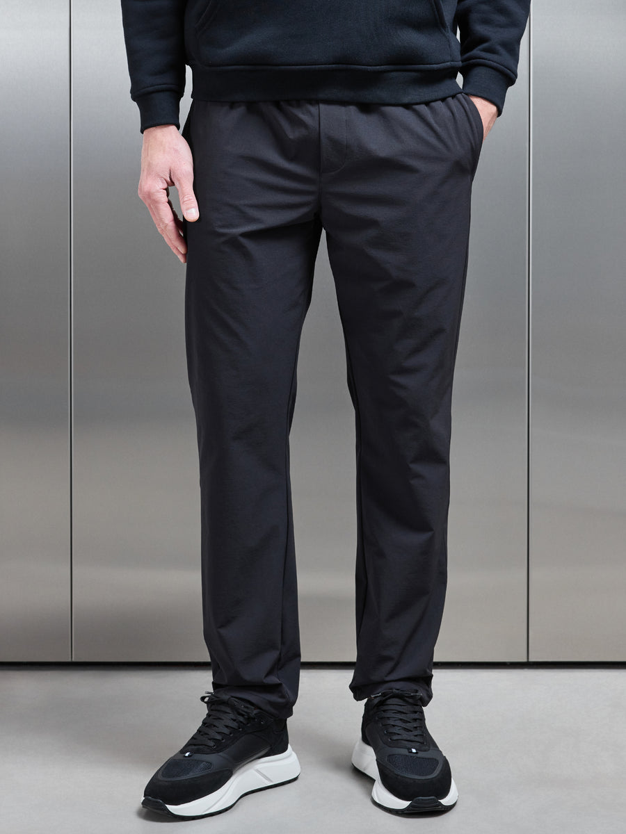 Relaxed Fit Nylon Trackpant in Black