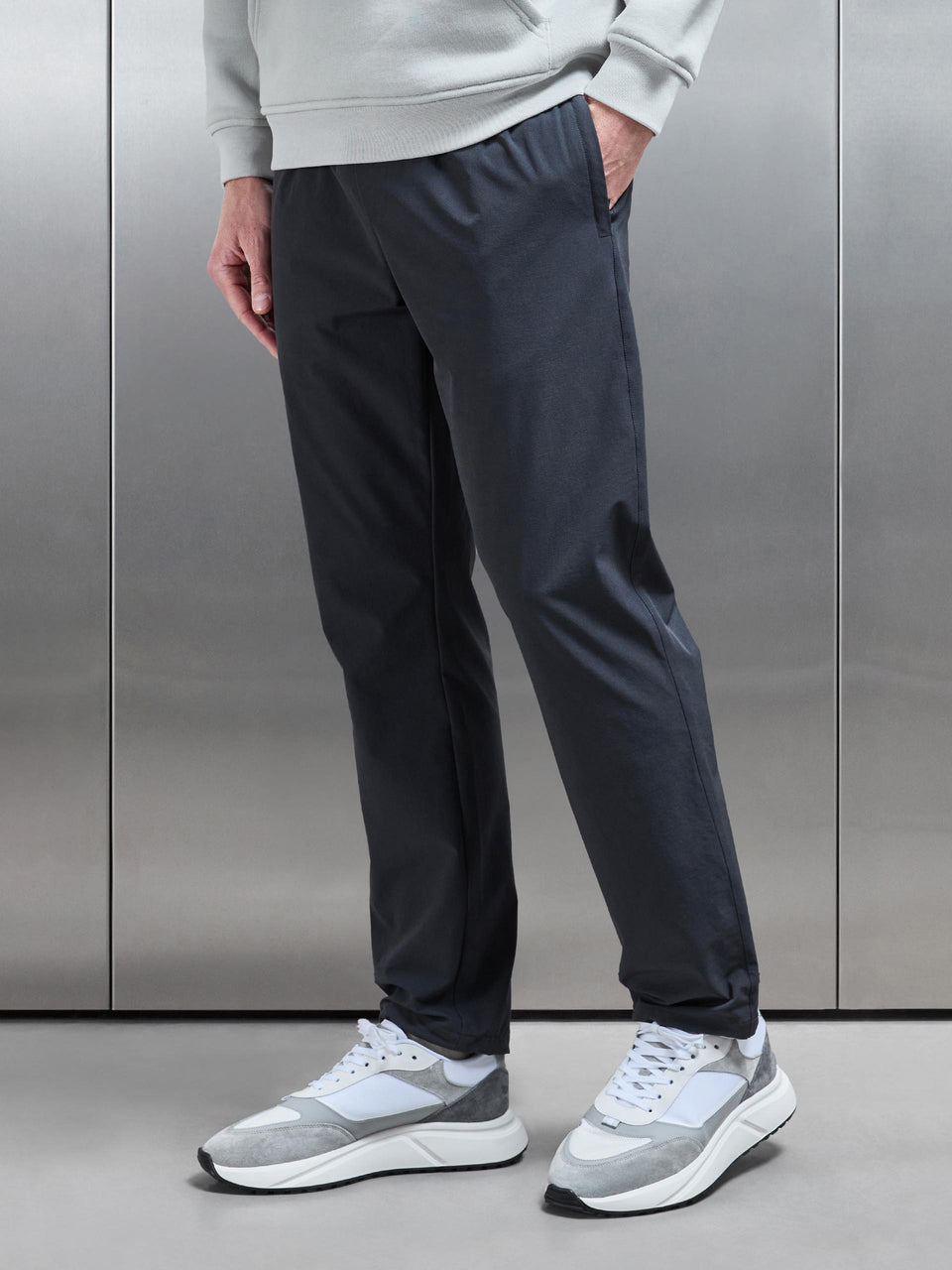 Relaxed Fit Nylon Trackpant in Grey
