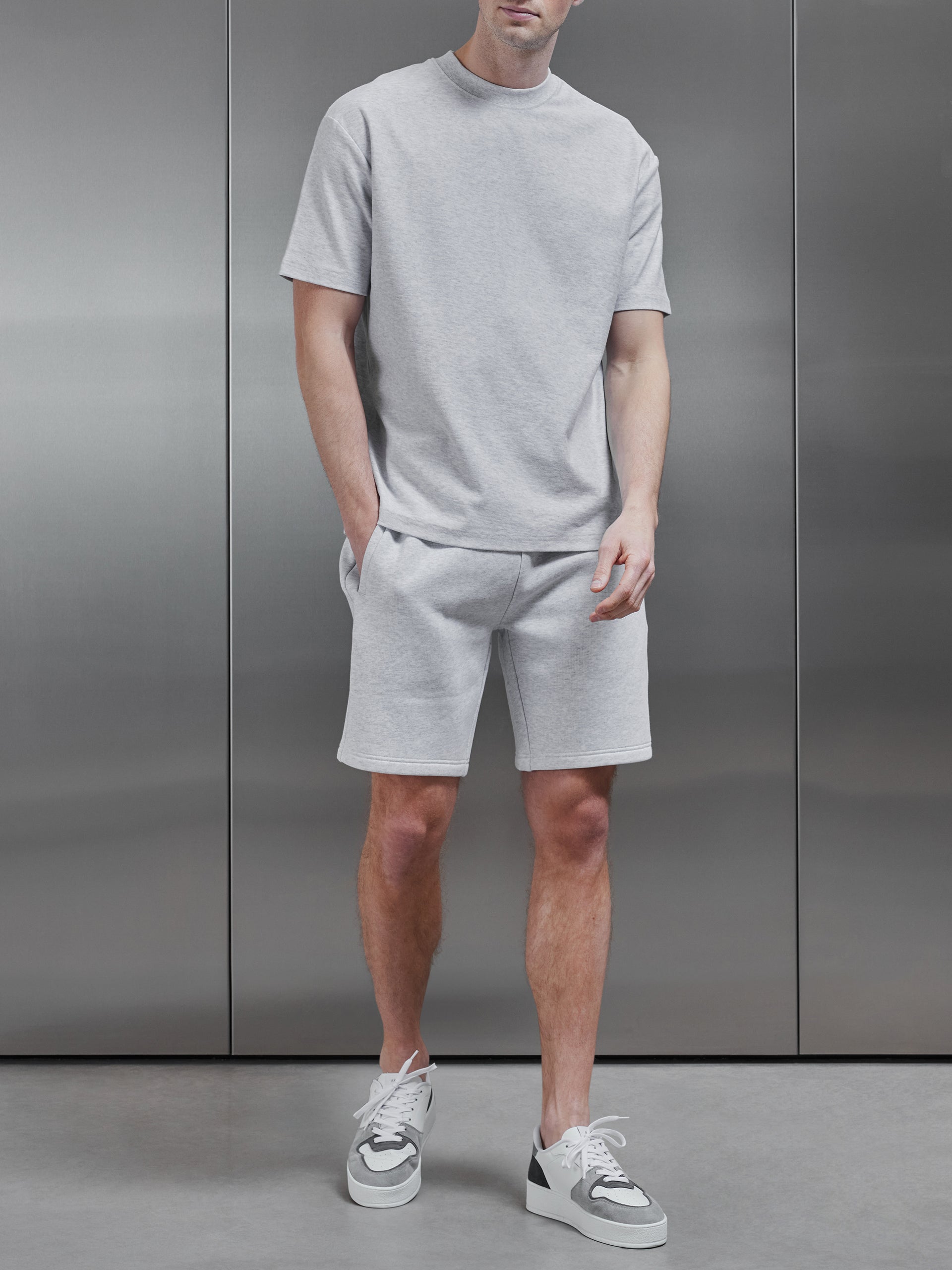 Relaxed Fit Cotton T-Shirt in Marl Grey