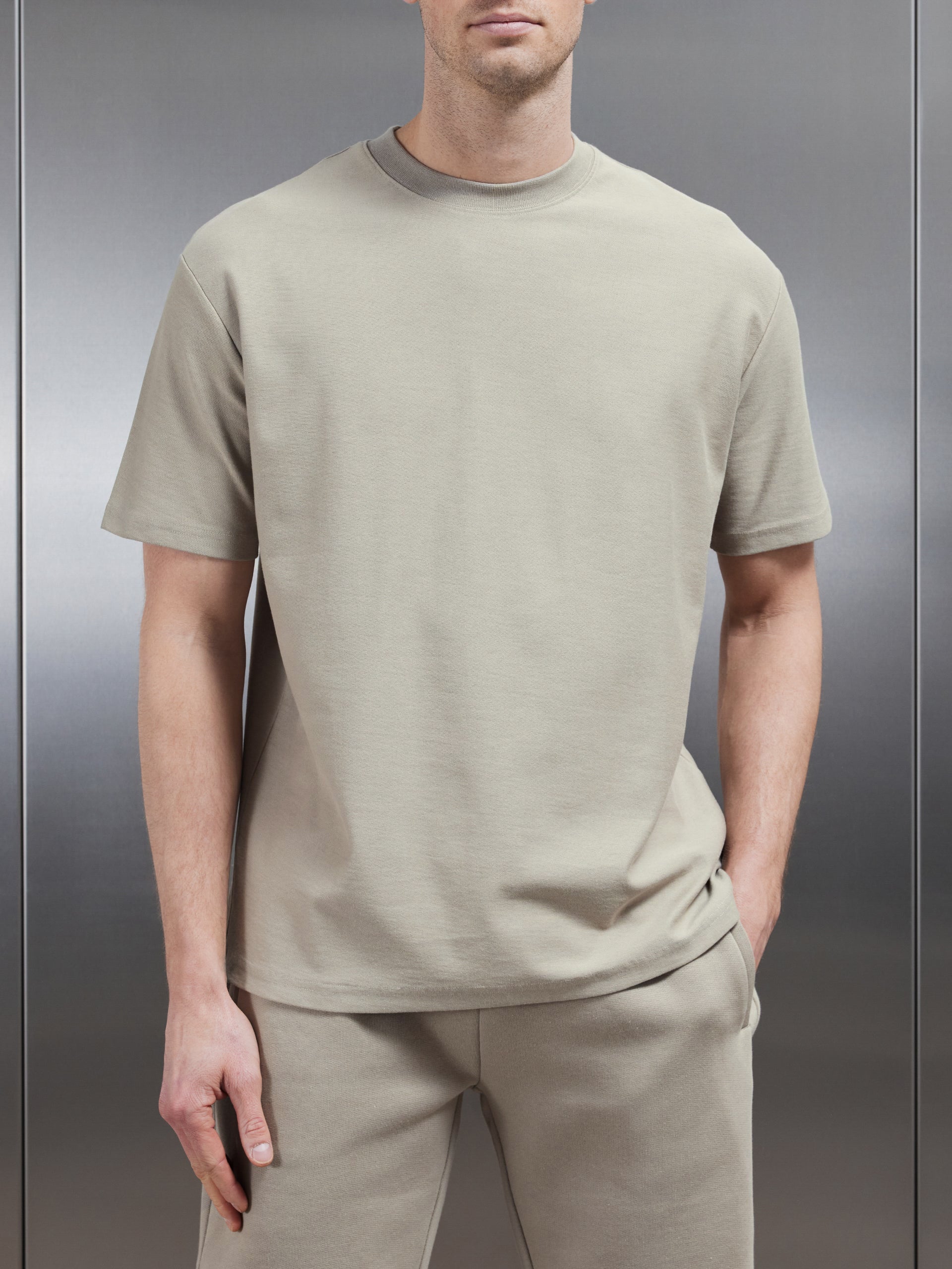 Relaxed Fit Cotton T-Shirt in Stone