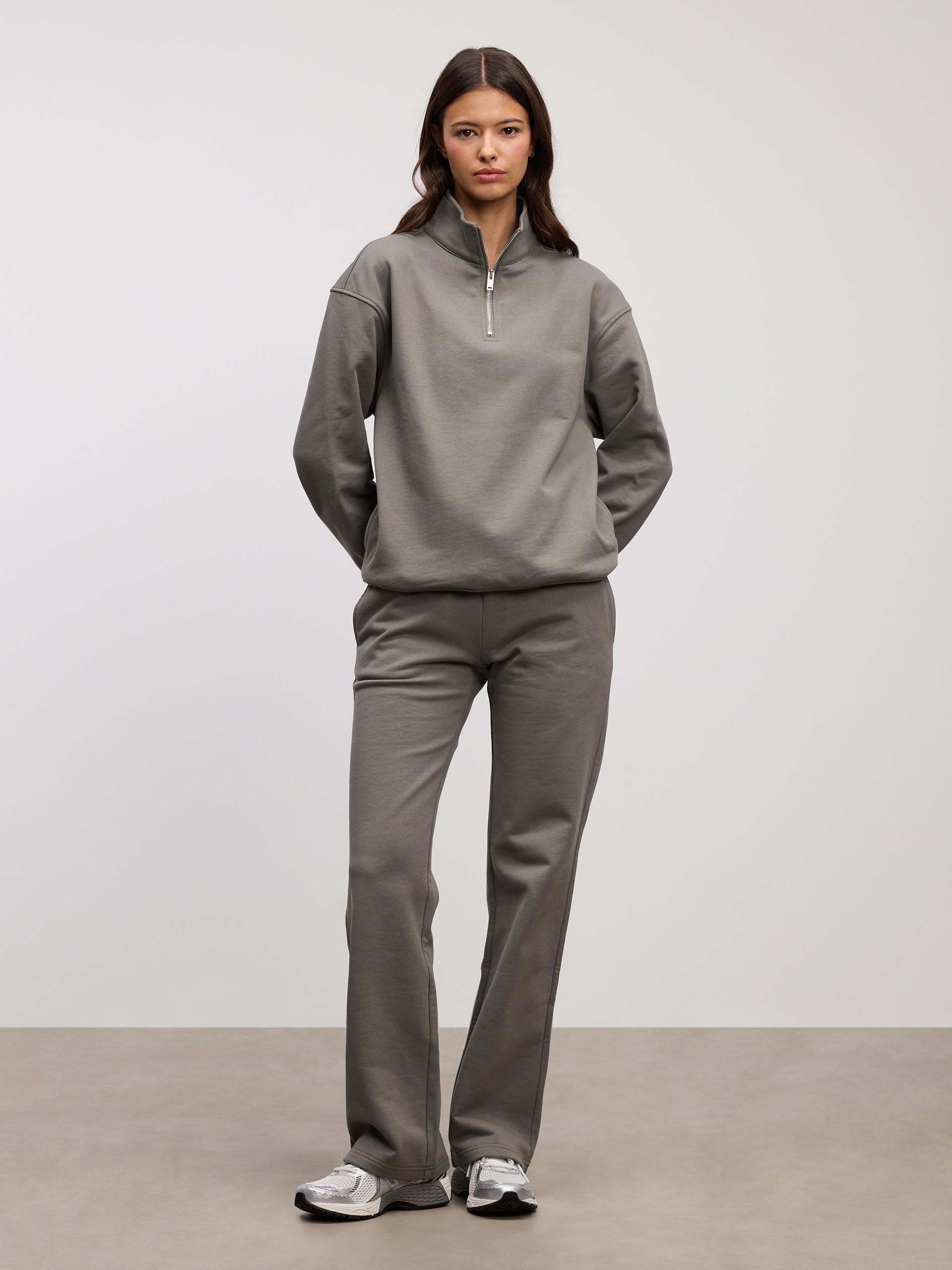 Womens Relaxed Jersey Half Zip in Sage