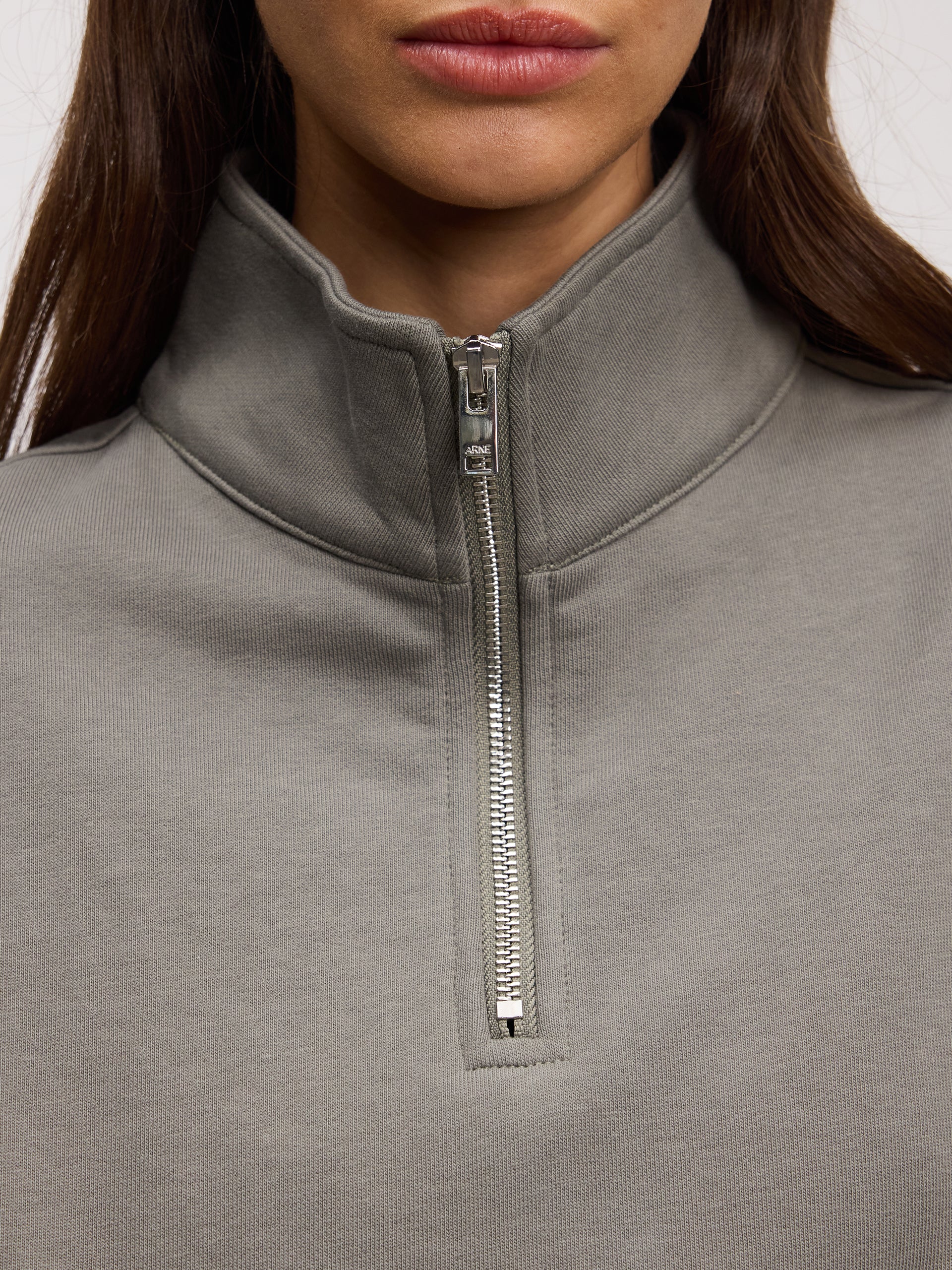 Womens Relaxed Jersey Half Zip in Sage